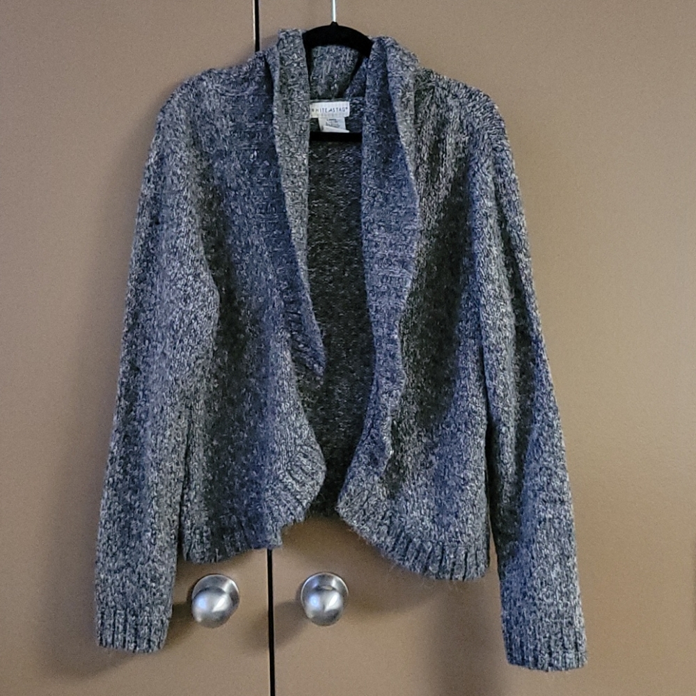 White Stag Knit Charcoal Gray Cardigan Size Large